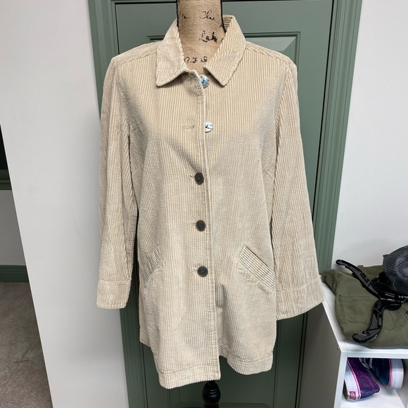 J. Jill Cream Button Up Corduroy Jacket - Women's Size Large - Picture 1 of 7
